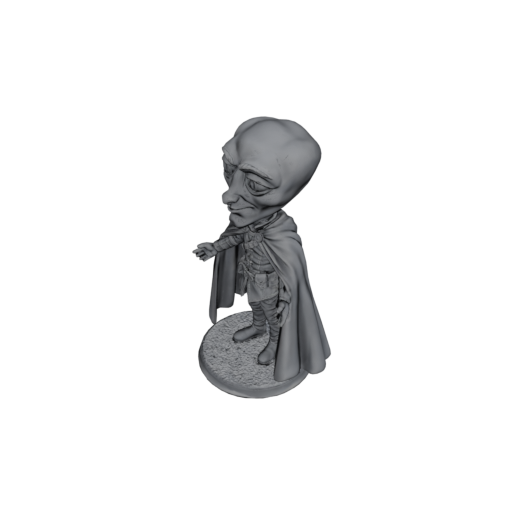 A generated 3D tabletop miniature, rendered in a three-quarter view, produced by Miniwright from a 2D drawing.