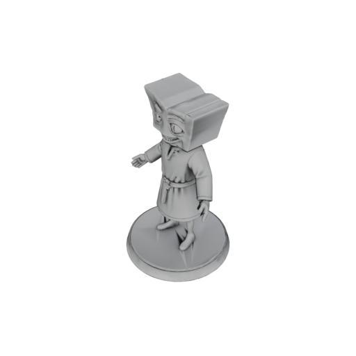 A standing 3D tabletop miniature on a base, generated by Miniwright, shown as untextured printable geometry in a three-quarter view.